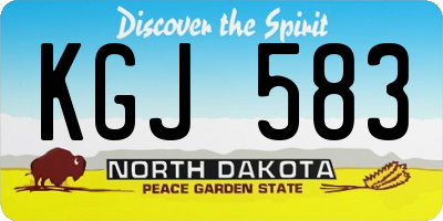 ND license plate KGJ583
