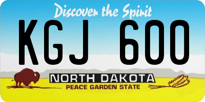 ND license plate KGJ600