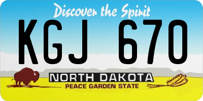 ND license plate KGJ670