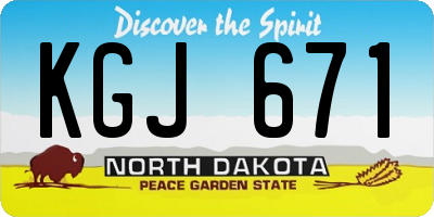 ND license plate KGJ671