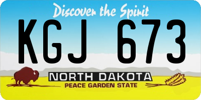 ND license plate KGJ673