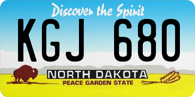 ND license plate KGJ680