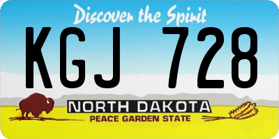 ND license plate KGJ728