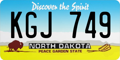 ND license plate KGJ749