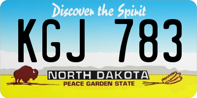 ND license plate KGJ783