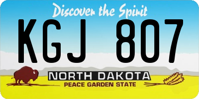 ND license plate KGJ807
