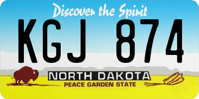 ND license plate KGJ874