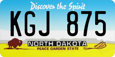 ND license plate KGJ875