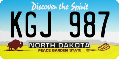 ND license plate KGJ987