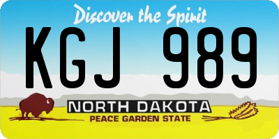 ND license plate KGJ989
