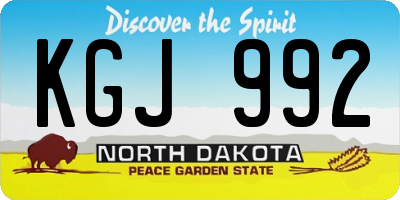 ND license plate KGJ992
