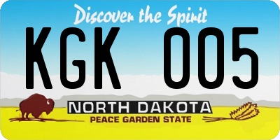 ND license plate KGK005