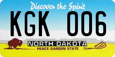 ND license plate KGK006