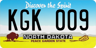 ND license plate KGK009