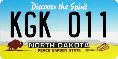 ND license plate KGK011