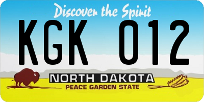 ND license plate KGK012