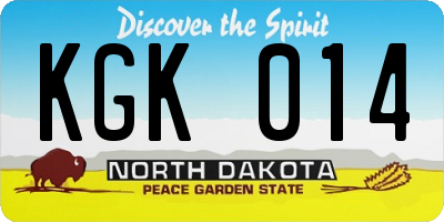 ND license plate KGK014