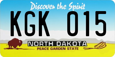 ND license plate KGK015