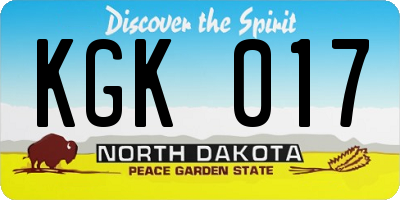 ND license plate KGK017