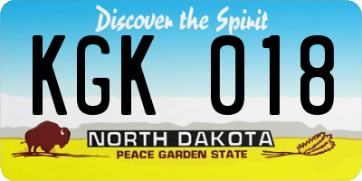 ND license plate KGK018