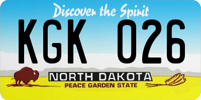 ND license plate KGK026
