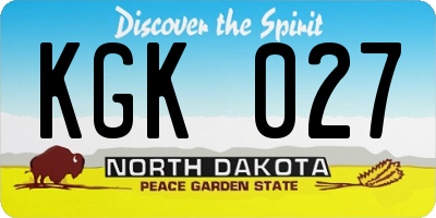 ND license plate KGK027