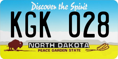 ND license plate KGK028