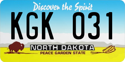 ND license plate KGK031