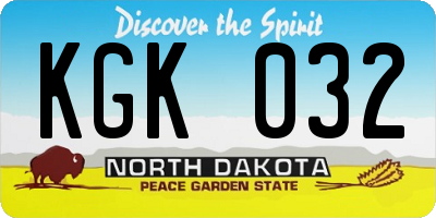 ND license plate KGK032