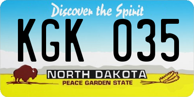 ND license plate KGK035