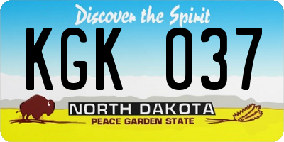 ND license plate KGK037