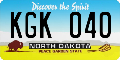 ND license plate KGK040