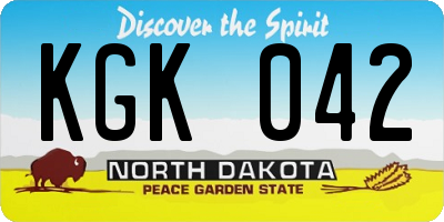 ND license plate KGK042
