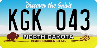 ND license plate KGK043