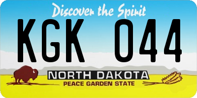 ND license plate KGK044