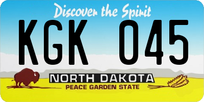 ND license plate KGK045
