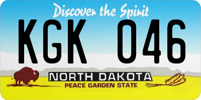 ND license plate KGK046