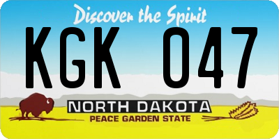 ND license plate KGK047