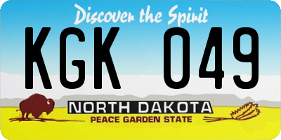 ND license plate KGK049