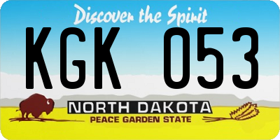 ND license plate KGK053