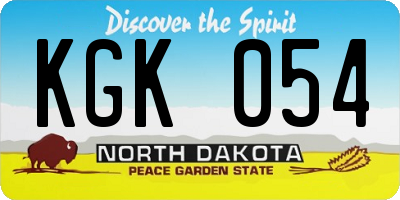 ND license plate KGK054
