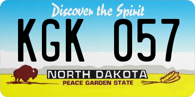 ND license plate KGK057