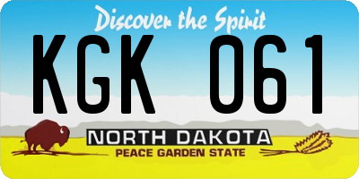 ND license plate KGK061
