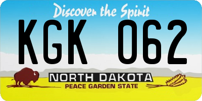 ND license plate KGK062