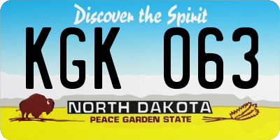 ND license plate KGK063
