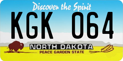 ND license plate KGK064