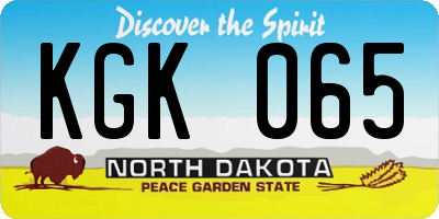 ND license plate KGK065