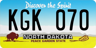 ND license plate KGK070