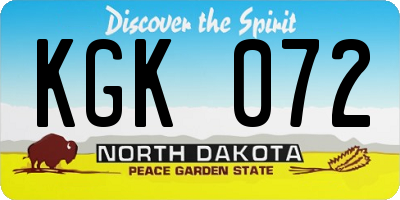 ND license plate KGK072