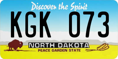 ND license plate KGK073